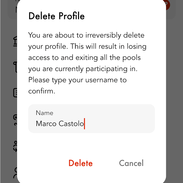 Step 3: Confirm deletion by typing username